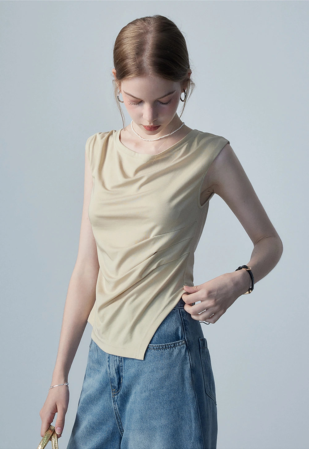 Women's Draped Asymmetrical Top