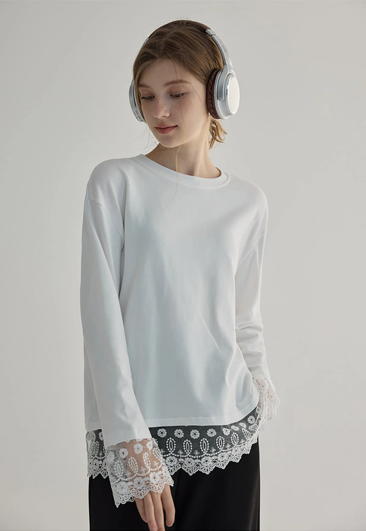 Women's Lace Trim Sweatshirt