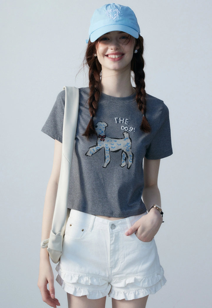 Women's Graphic T-Shirt with Dog Print