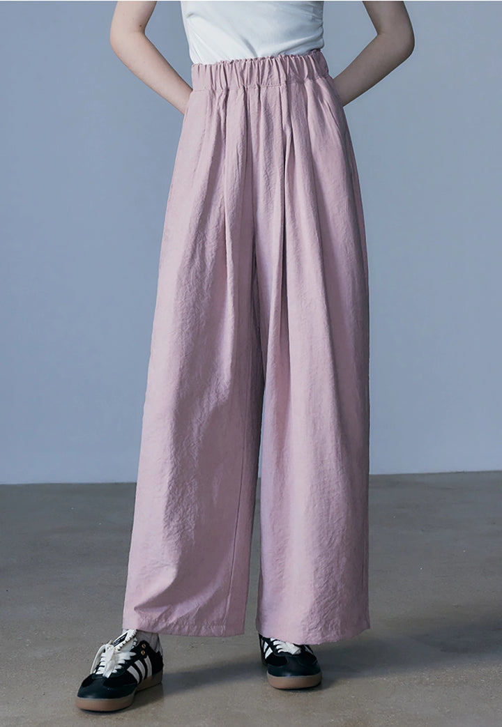 Women's High-Waisted Pleated Wide-Leg Pants