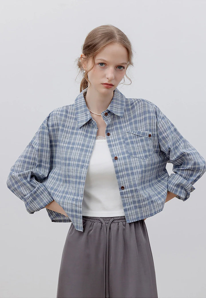 🎁 Women's Cropped Plaid Shirt (Discount)