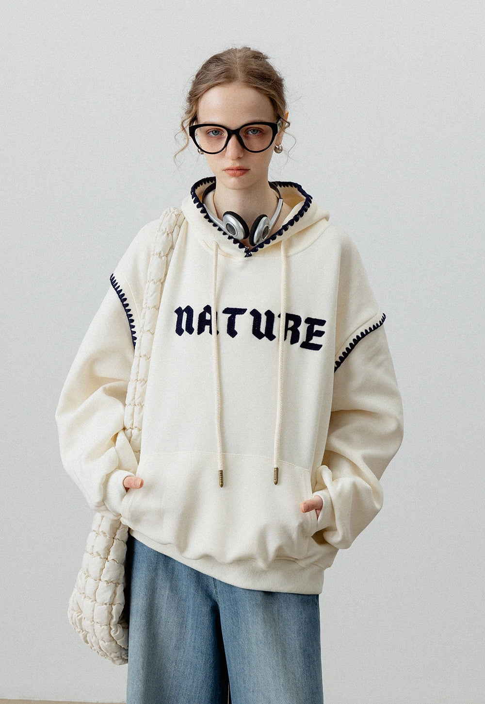 Women's Oversized Graphic Hoodie - 'NATURE' Print