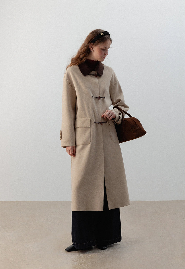 Classic Toggle Coat with Contrast Collar