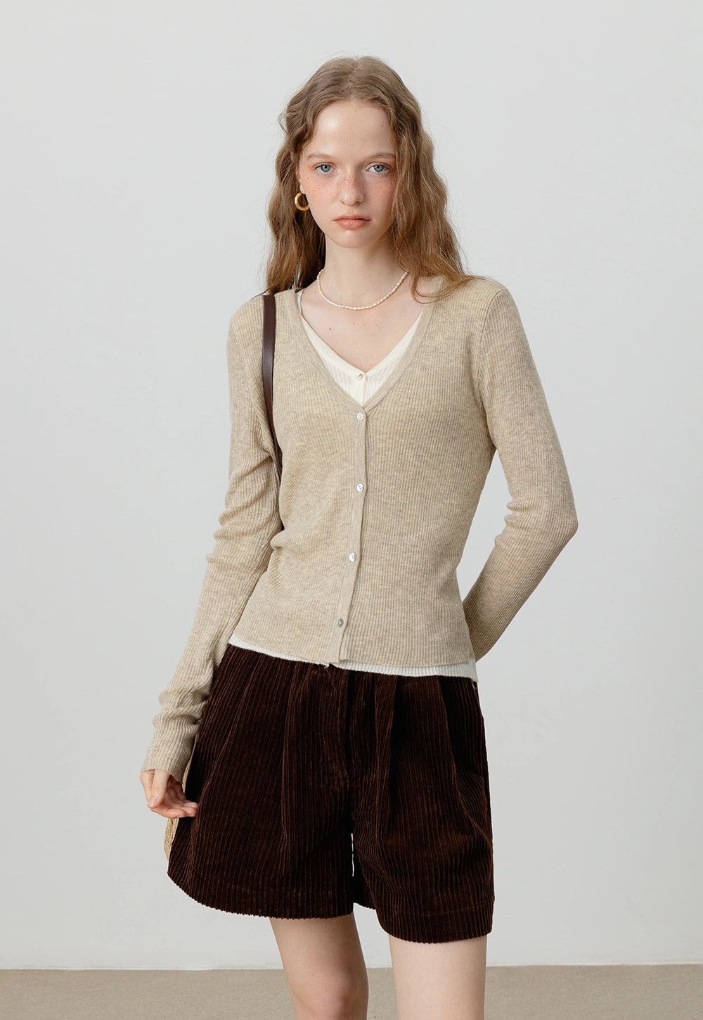 Ribbed V-Neck Cardigan