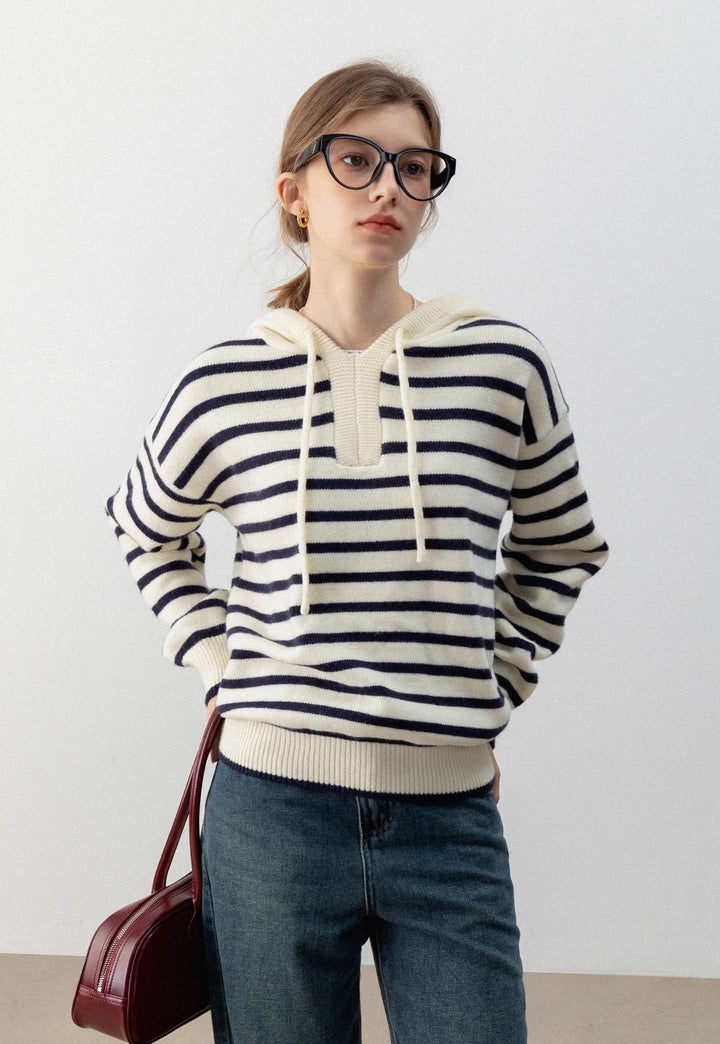 Women's Striped Hoodie Sweater