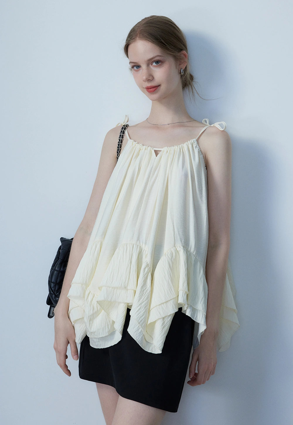 Women's Ruffled Tie-Strap Tank Top