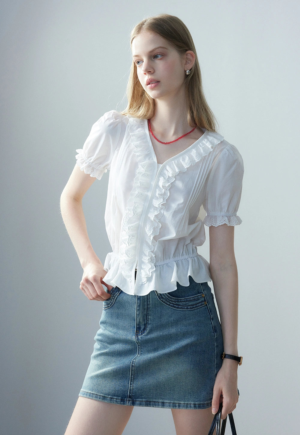 Women's Ruffled Lace Blouse