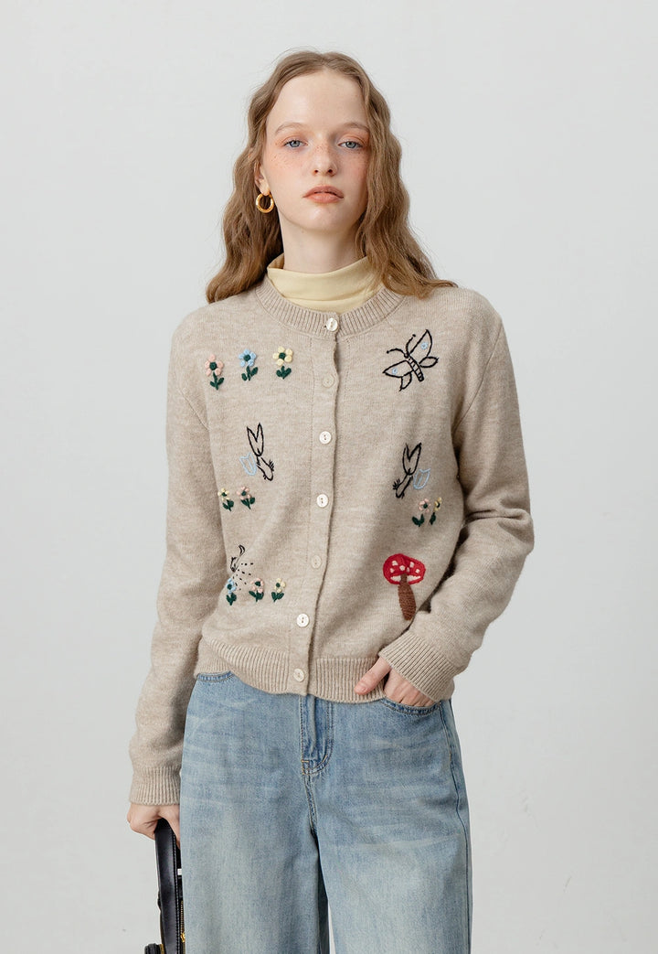 Embroidered Nature Cardigan