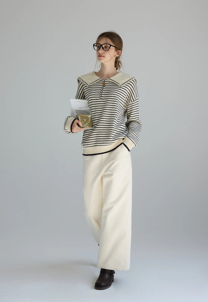 Wide-Leg Cream Trousers