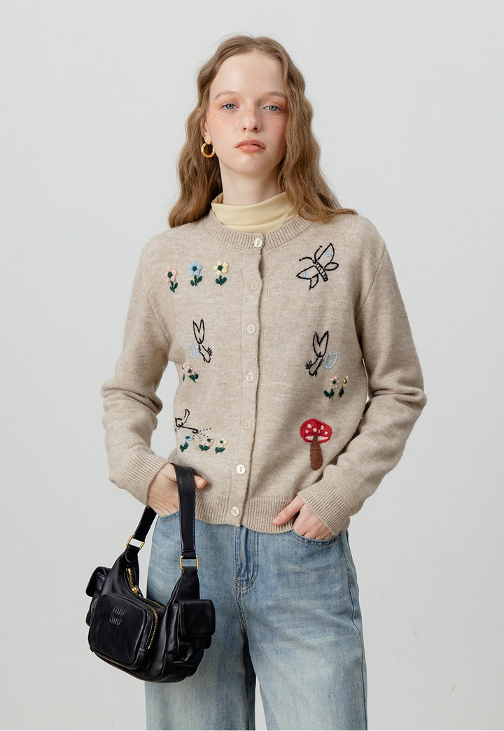 Embroidered Nature Cardigan