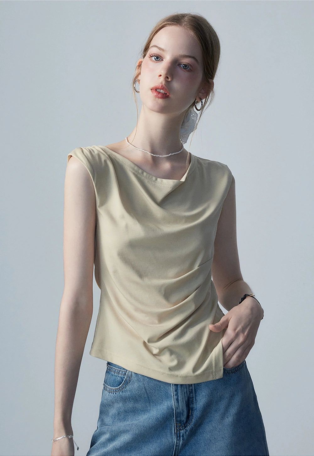 Women's Draped Asymmetrical Top