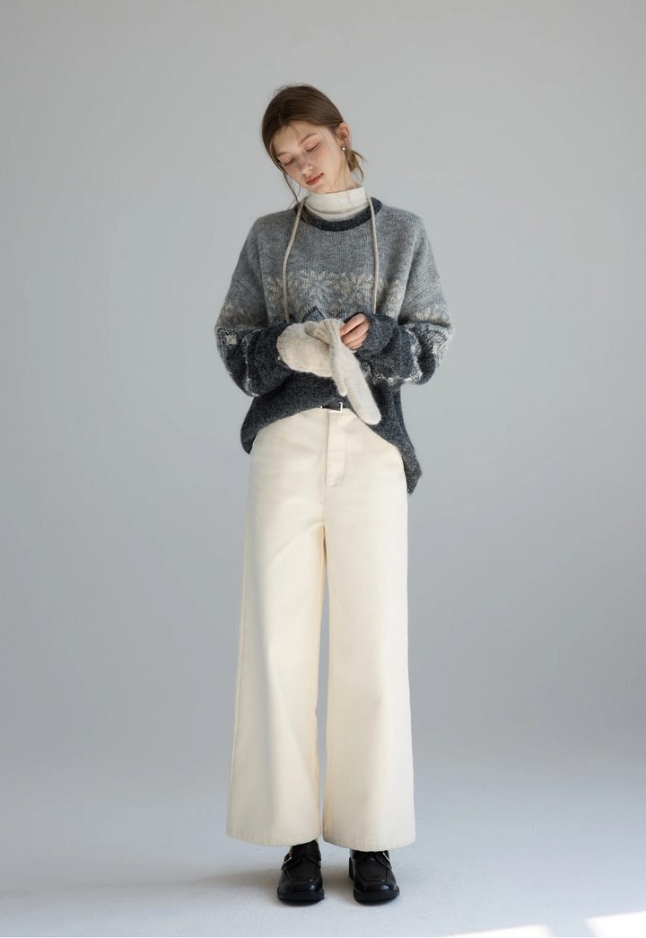 Wide-Leg Cream Trousers