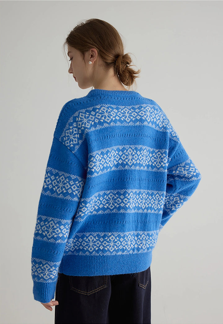 Women's Fair Isle Knit V-Neck Sweater