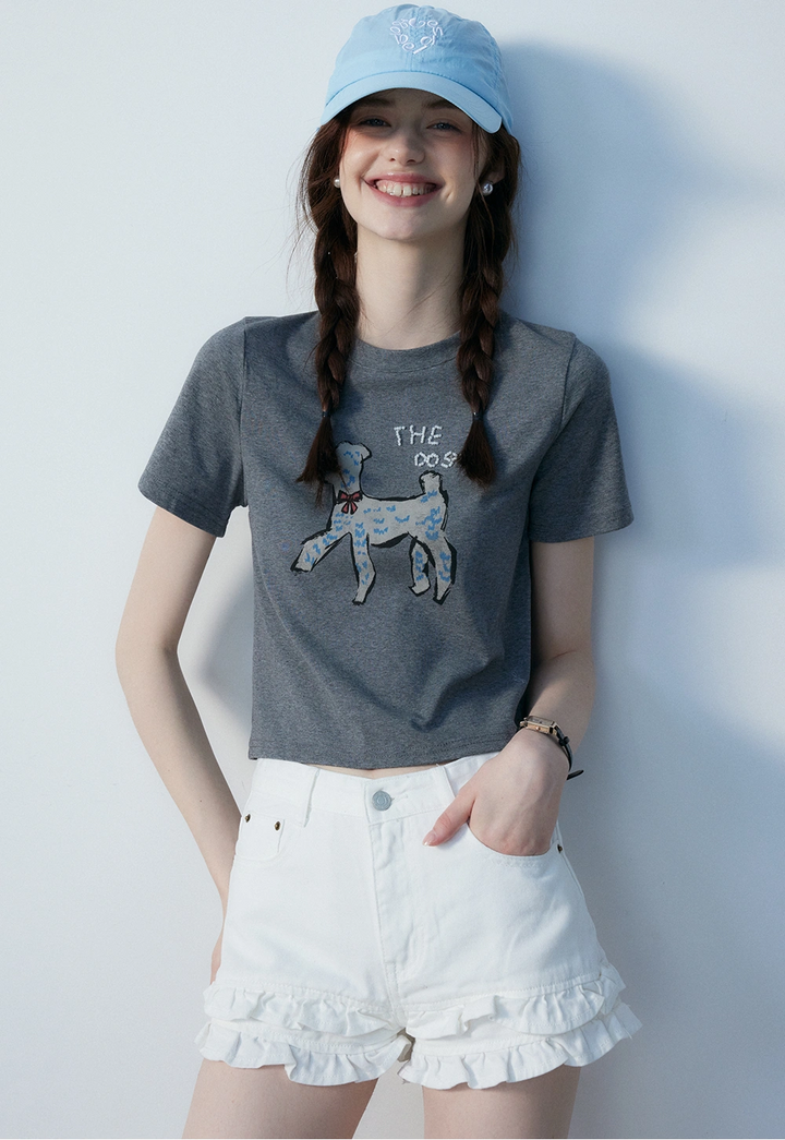 Women's Graphic T-Shirt with Dog Print