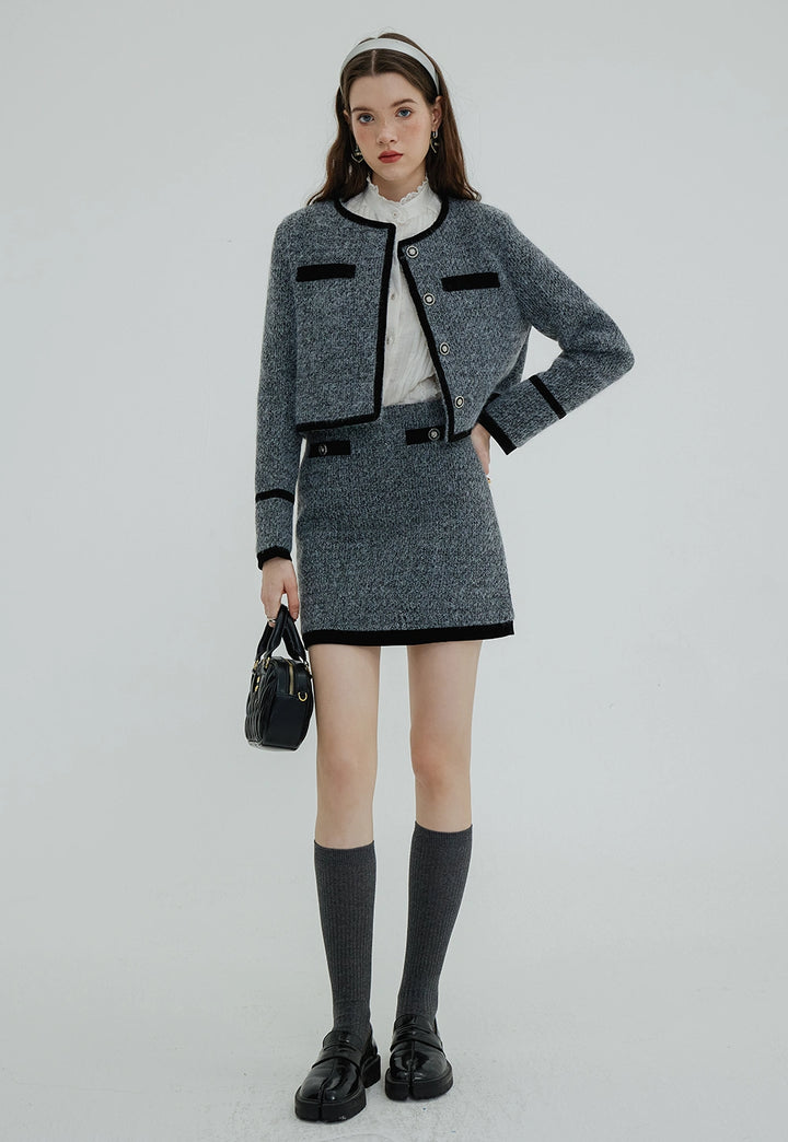 Women's High-Waist Wool Mini Skirt
