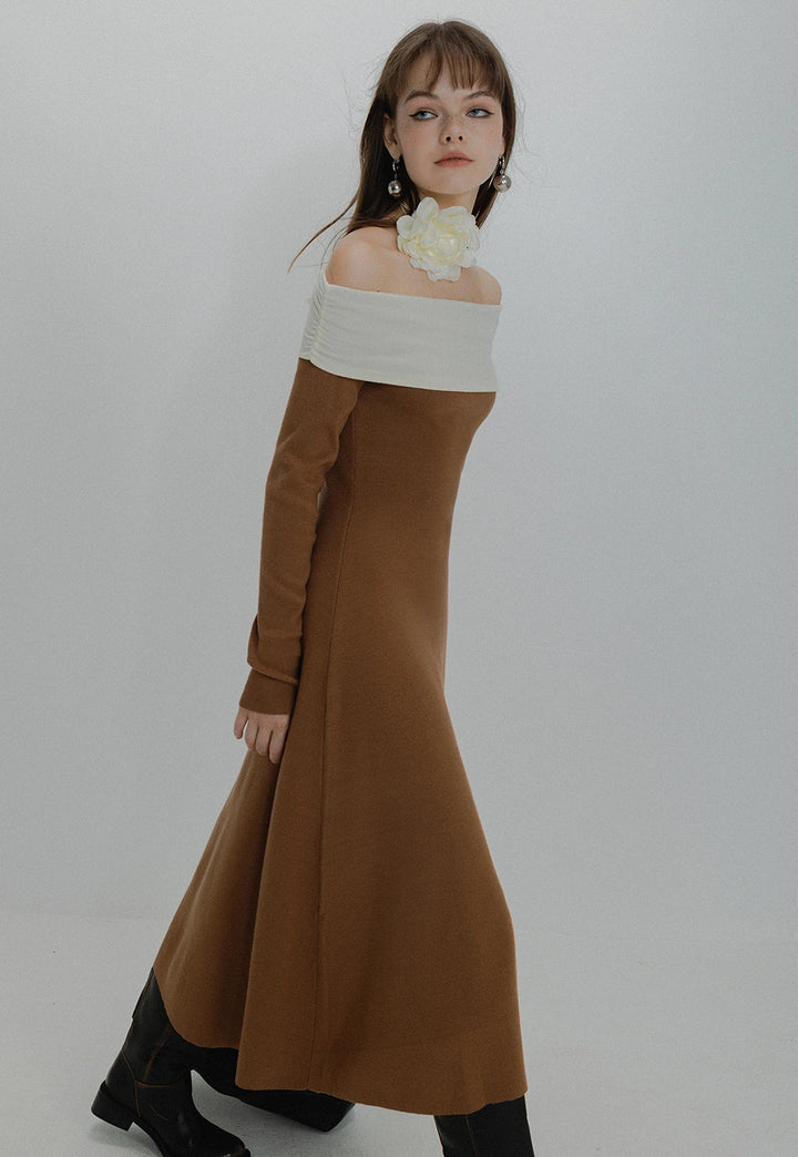 Women's Off-Shoulder Long-Sleeve Maxi Dress