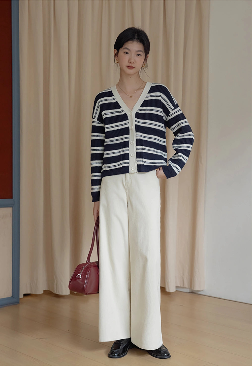 Striped Ribbed Urtleneck Sweater