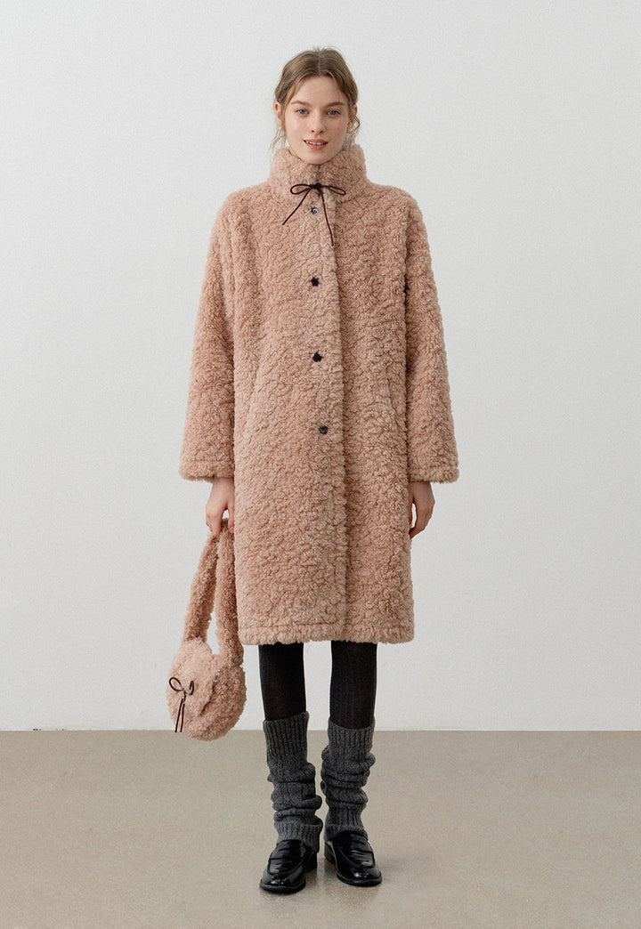 Toggle Button Shearling Long Coat