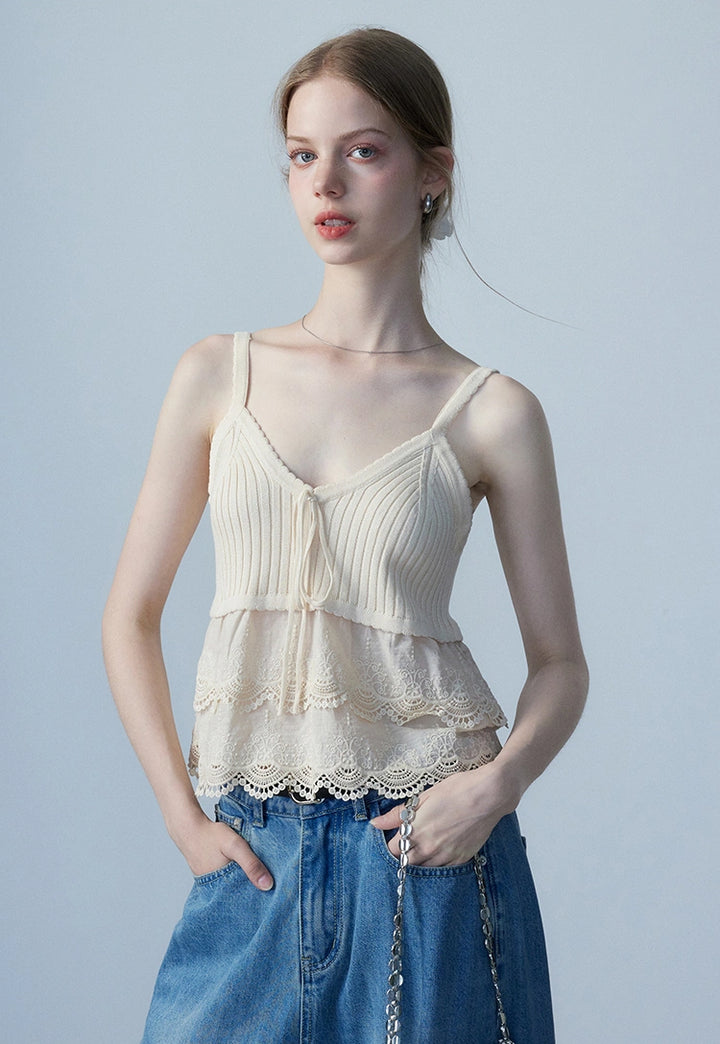 Women's Lace Trim Knitted Camisole