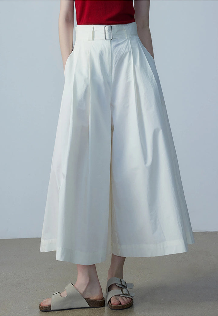 Women's Pleated Belted Culottes