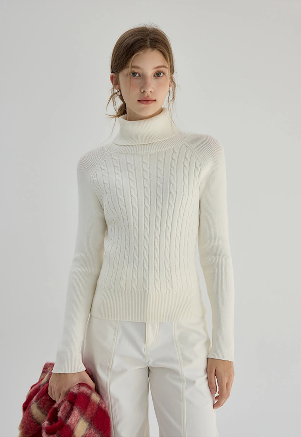 Cable-Knit Turtleneck Bottoming Shirt