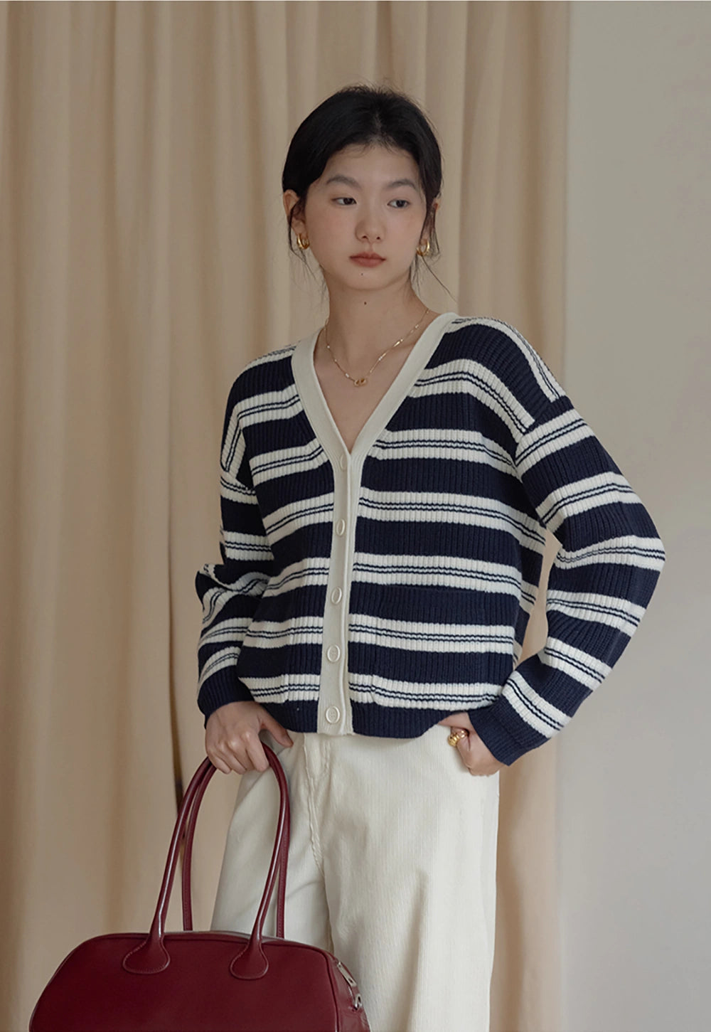 Striped Ribbed Urtleneck Sweater