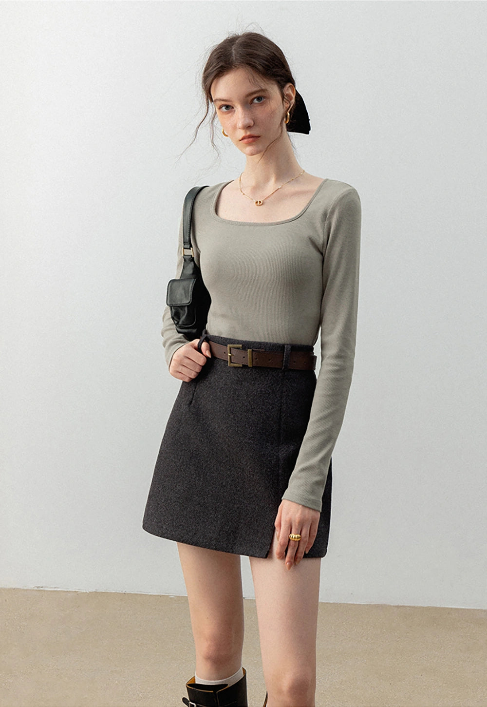 Women's Square-Neck Long-Sleeve Top