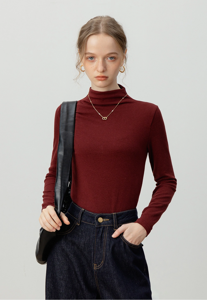 Women's Mock Neck Long-Sleeve Top