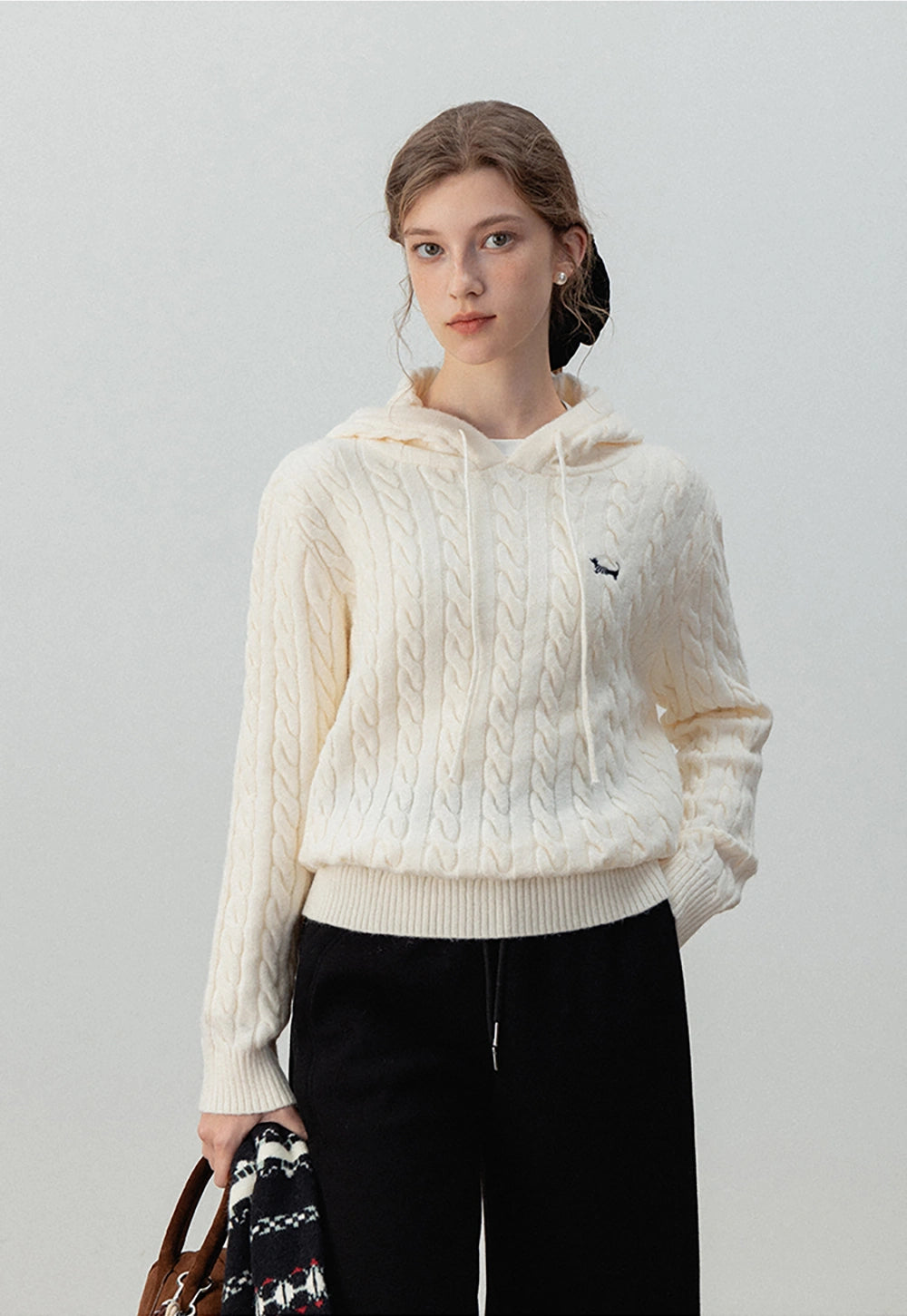 Women's Cable Knit Hoodie Sweater