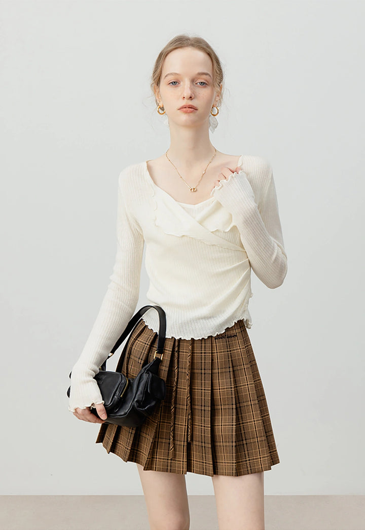 Soft Cream Ruched Long-Sleeve Top