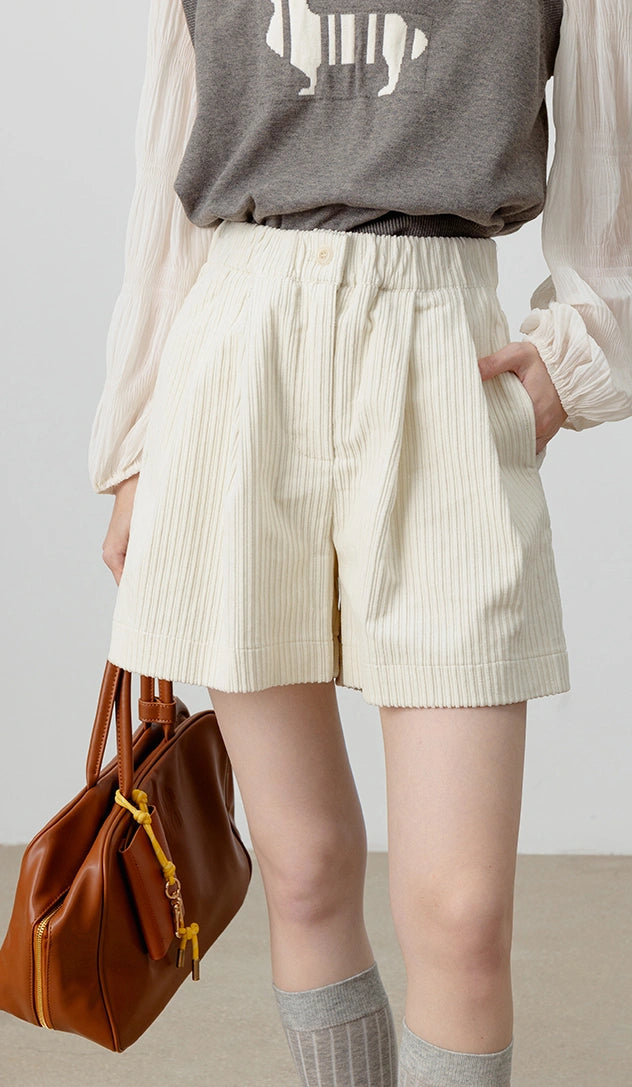 Pleated High-Waist Shorts