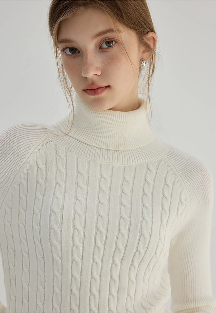 Cable-Knit Turtleneck Bottoming Shirt