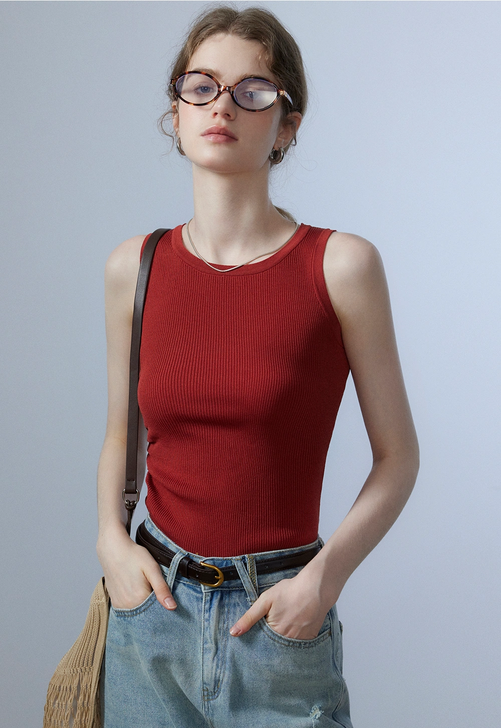 Women's Asymmetrical Ribbed Tank Top