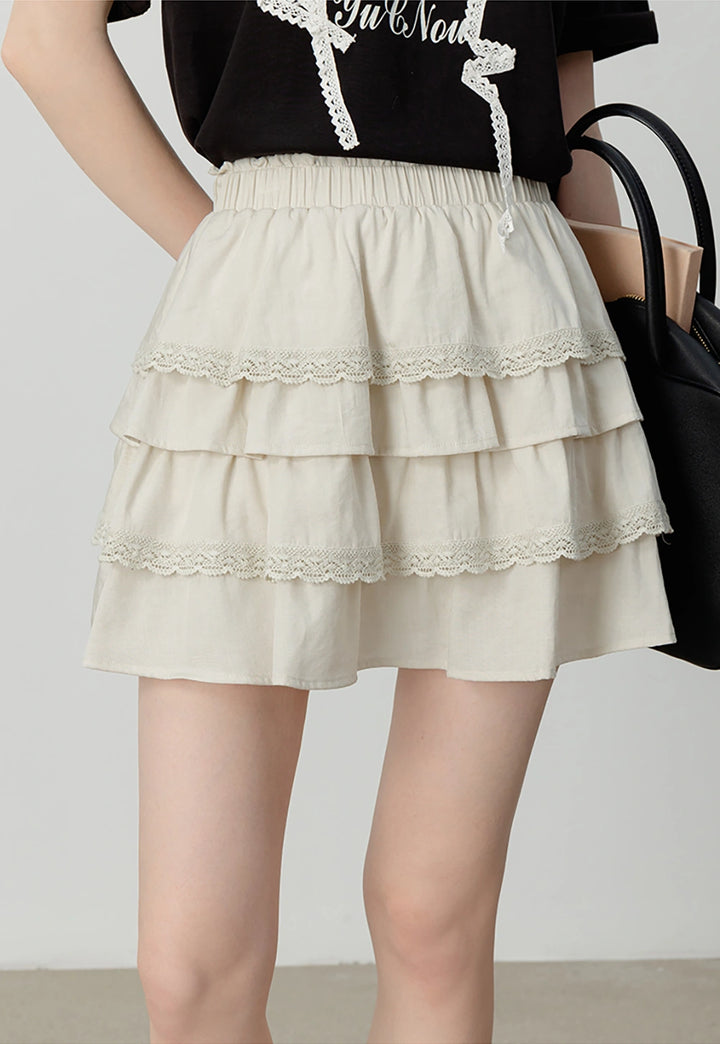 Women's Layered Lace Trim Skirt