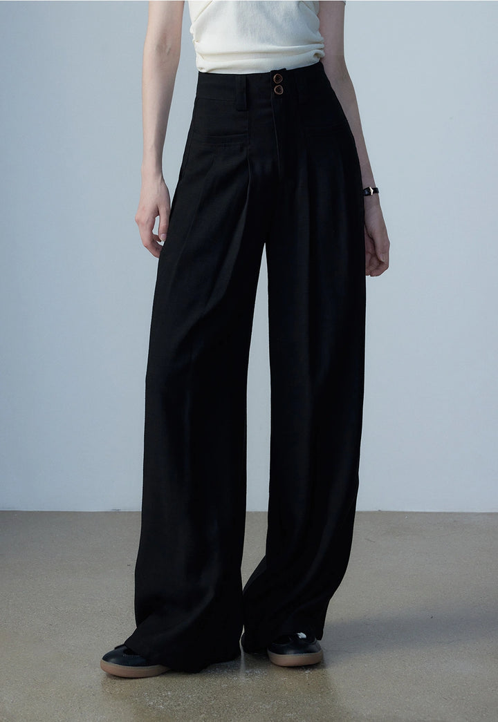 Women's Wide-Leg Pleated Pants