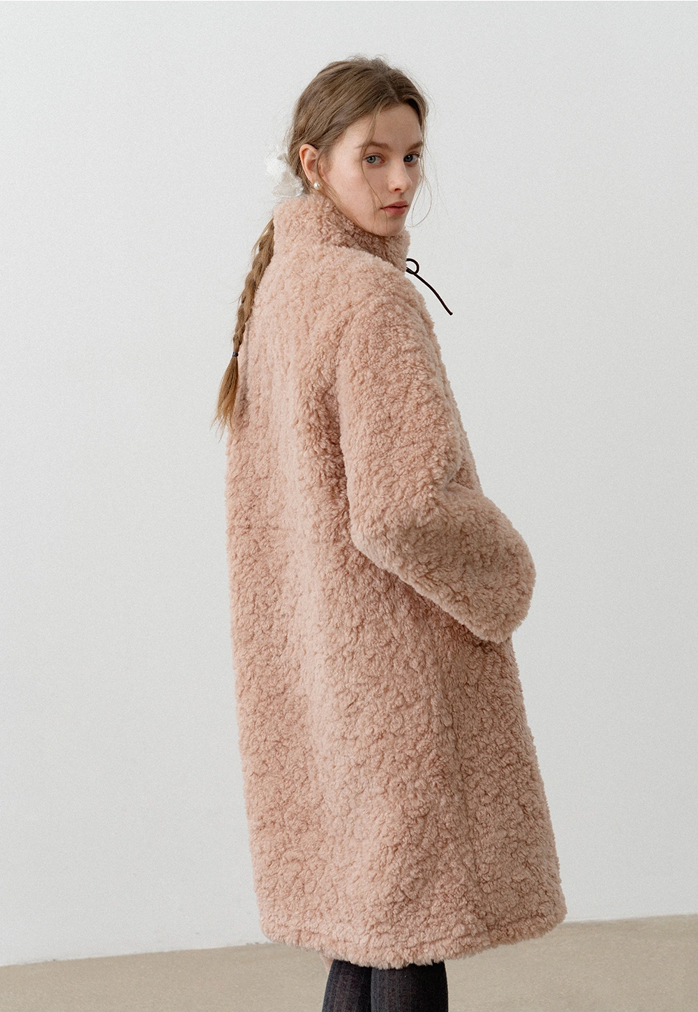 Toggle Button Shearling Long Coat