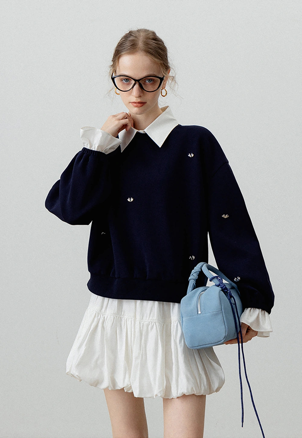 Sweatshirt with Ruffled Cuffs