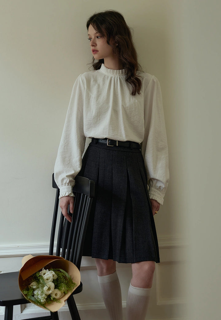 Women's Pleated Skirt with Belt Detail