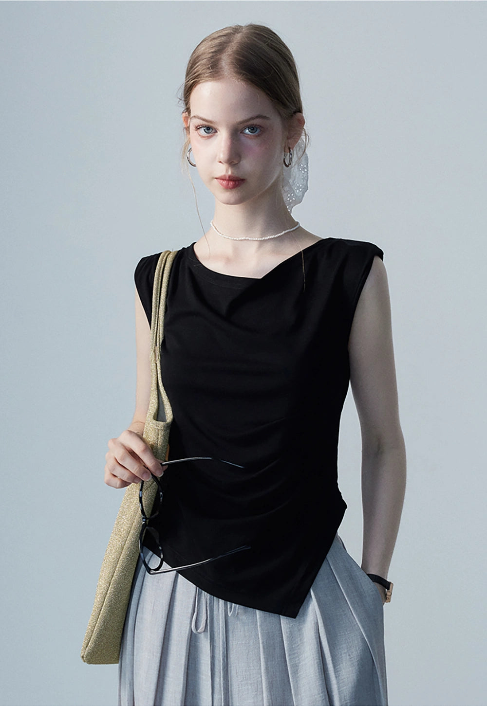 Women's Draped Asymmetrical Top