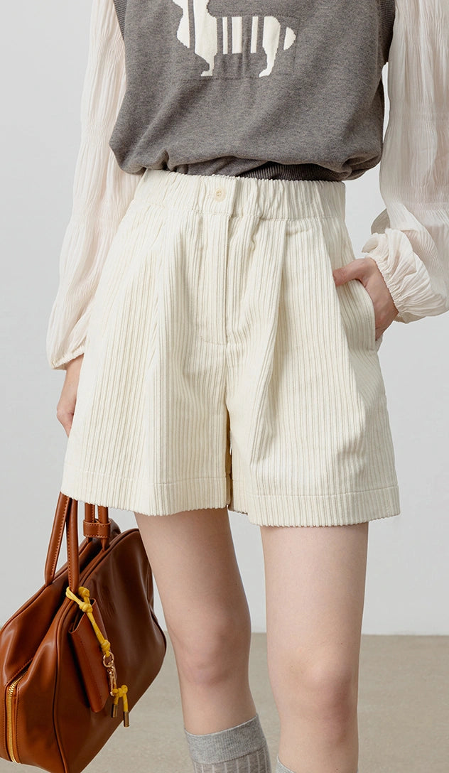 Pleated High-Waist Shorts