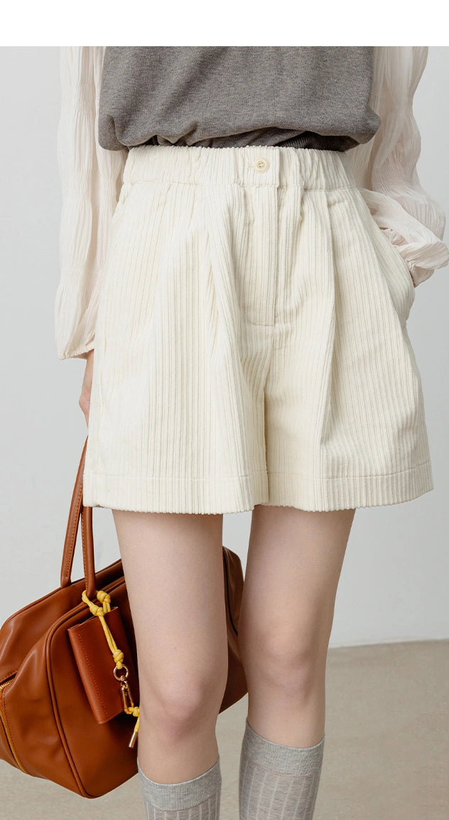 Pleated High-Waist Shorts