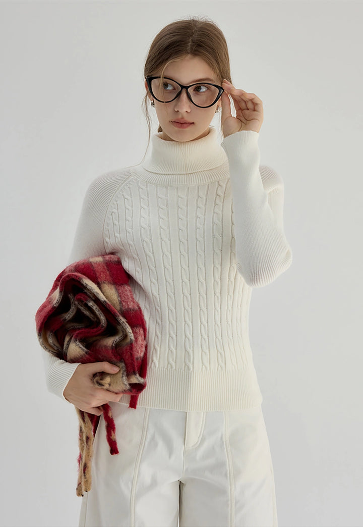 Cable-Knit Turtleneck Bottoming Shirt