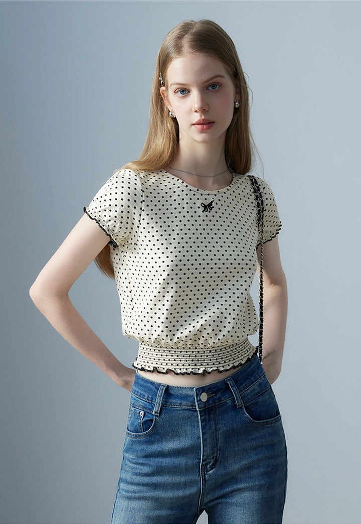 Women's Polka Dot Short Sleeve Top