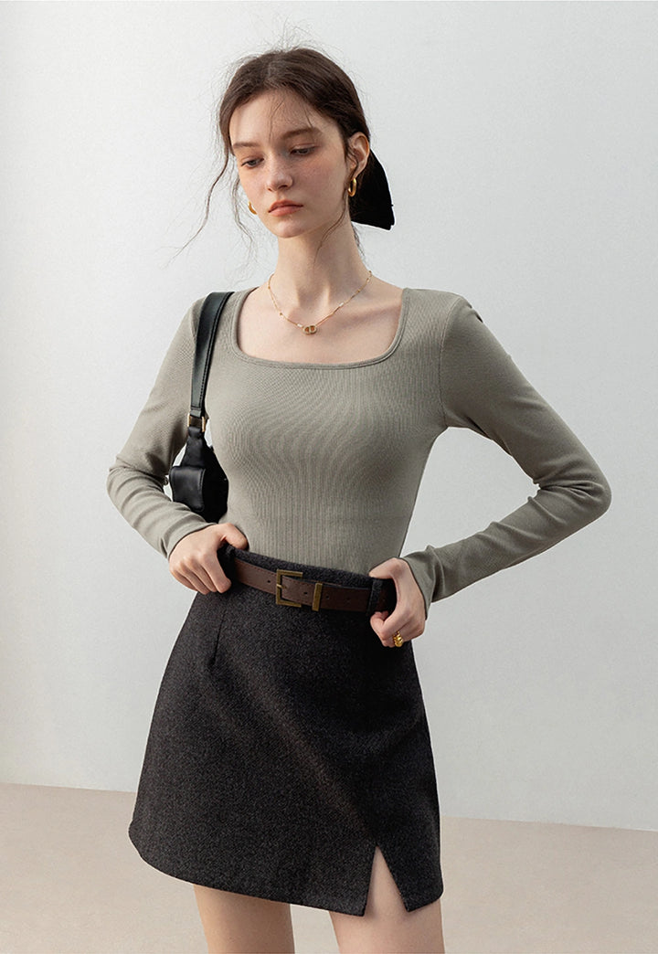 Women's Square-Neck Long-Sleeve Top