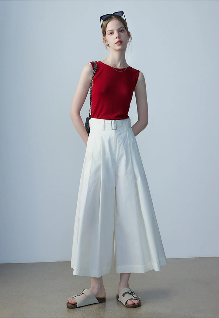 Women's Pleated Belted Culottes