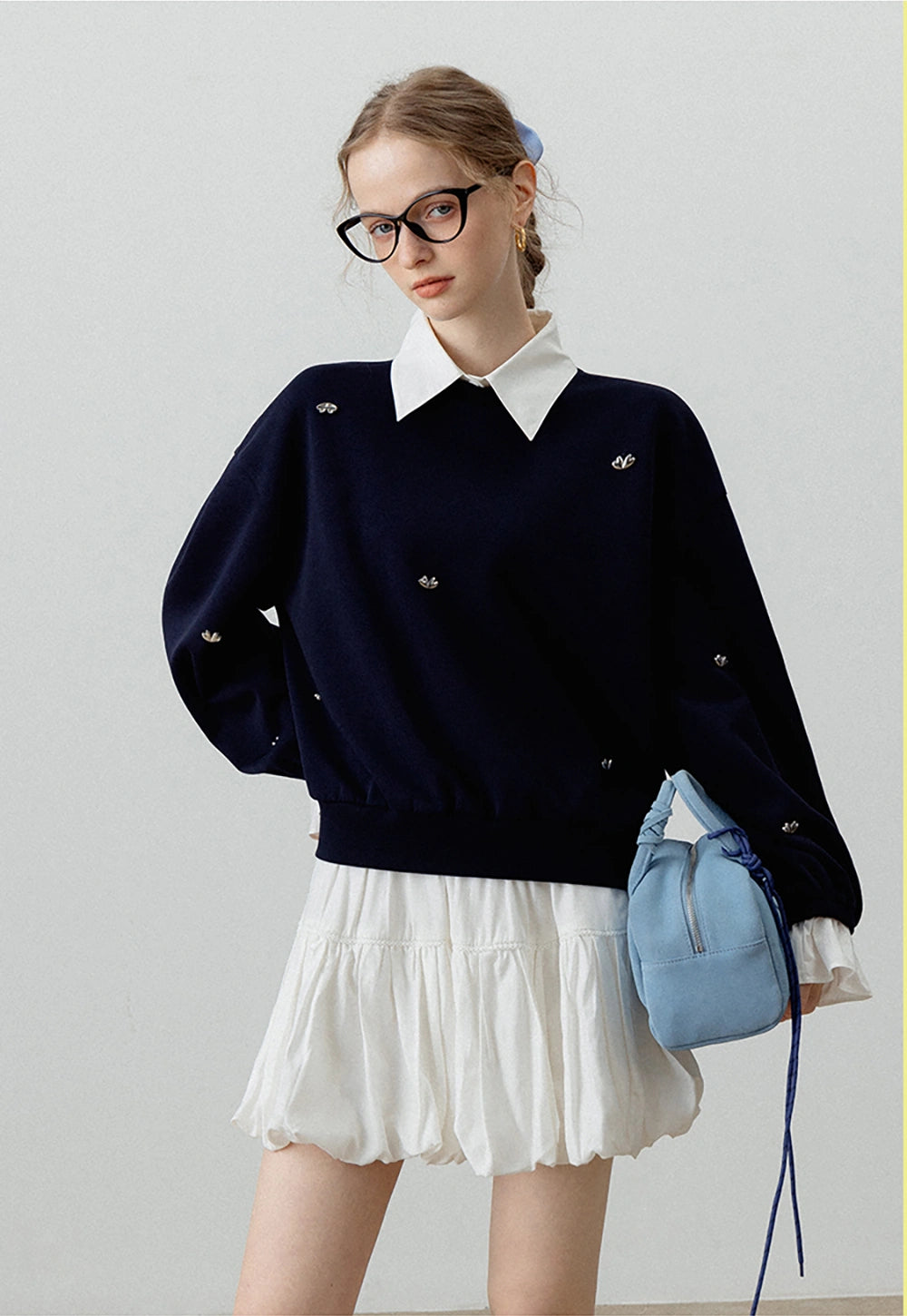 Sweatshirt with Ruffled Cuffs