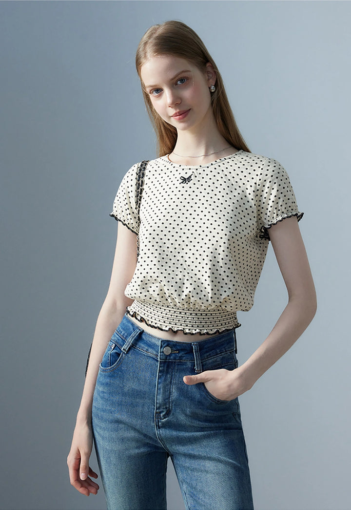 Women's Polka Dot Short Sleeve Top