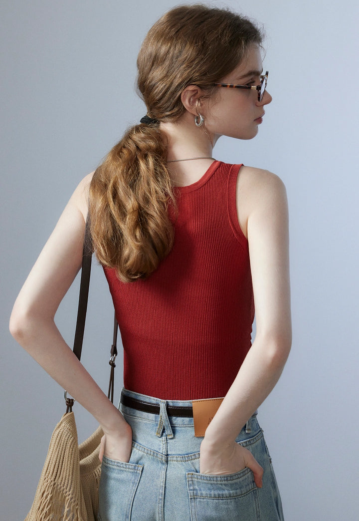 Asymmetrisches geripptes Tanktop für Damen