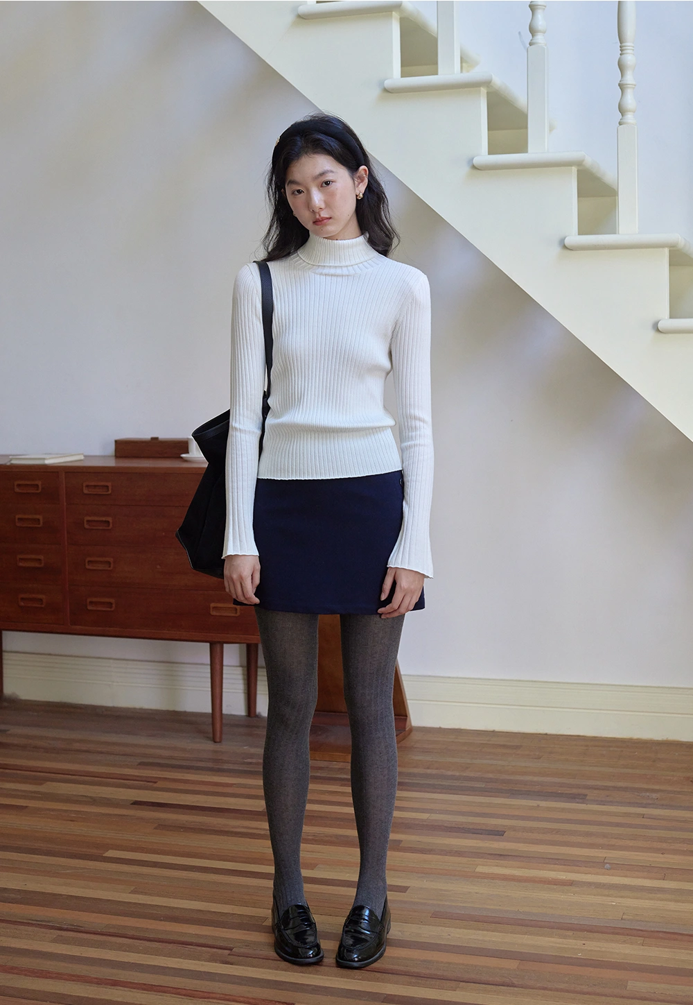 Woolen-A-Line Mini Skirt