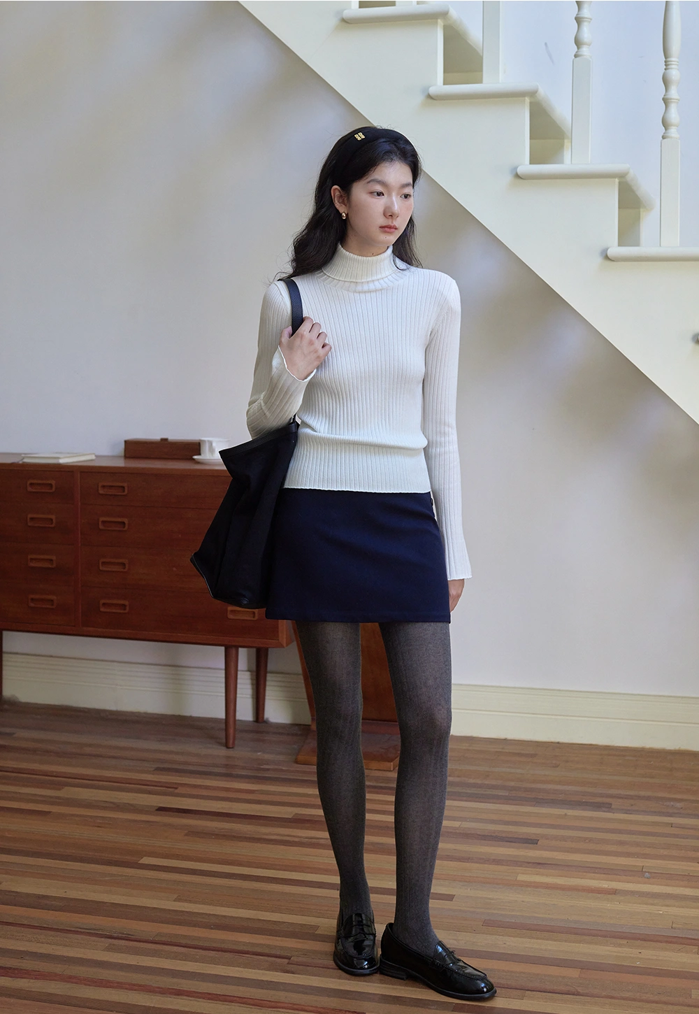 Woolen-A-Line Mini Skirt